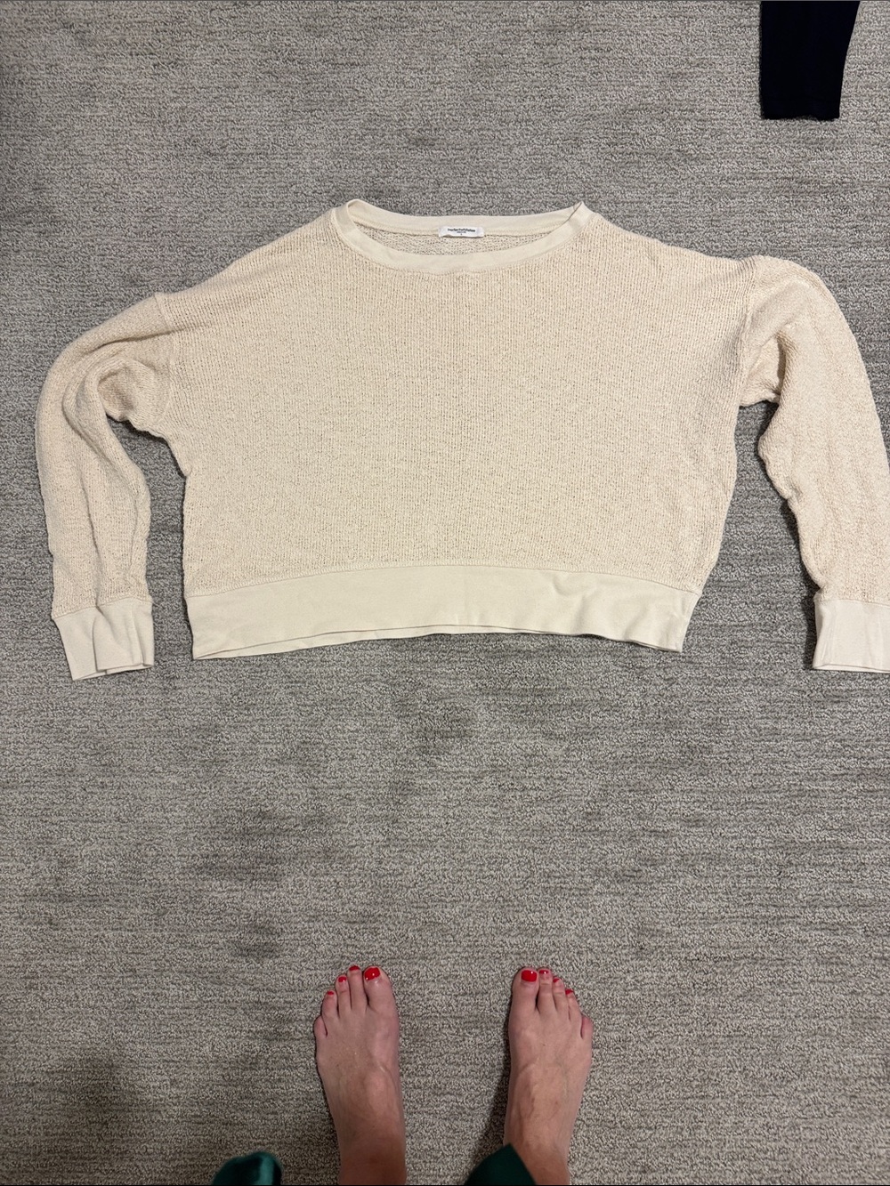 perfectwhitetee Cream Textured Cropped Sweatshirt